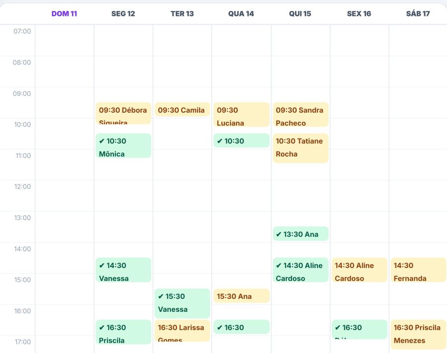 Agenda da semana inteira