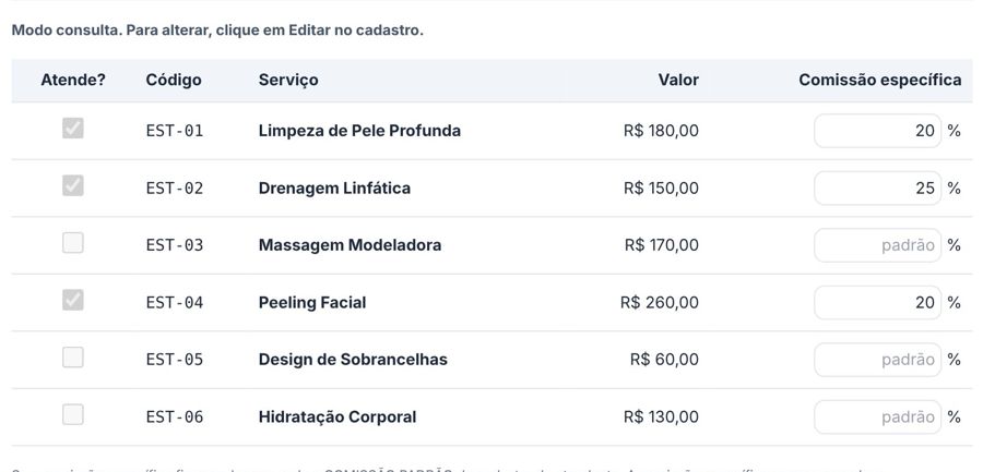 Comissão sem conta de cabeça